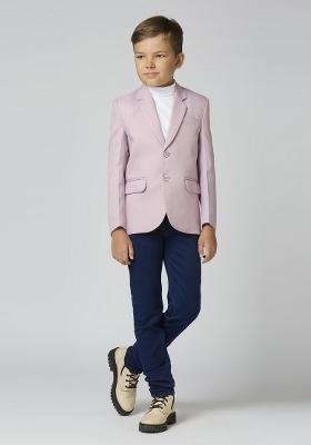 Pink Solid Poly Cotton Blazer For Boy