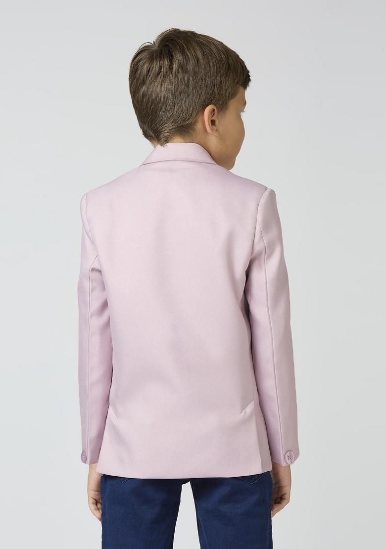 Pink Solid Poly Cotton Blazer For Boy
