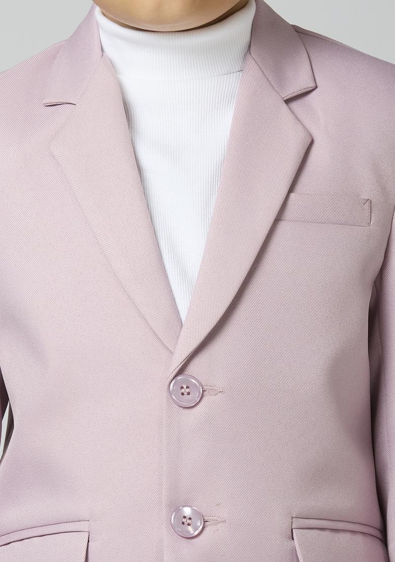Pink Solid Poly Cotton Blazer For Boy