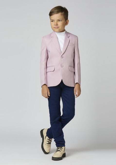 Pink Solid Poly Cotton Blazer For Boy
