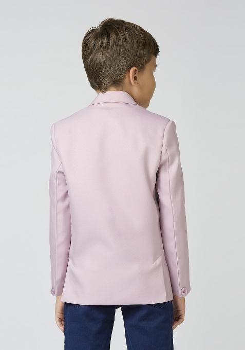 Pink Solid Poly Cotton Blazer For Boy