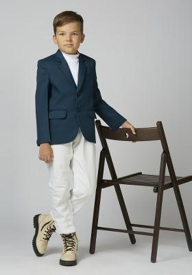 Peacock Green Solid Poly Cotton Blazer For Boy