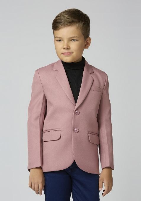 Peach Solid Poly Cotton Blazer For Boy