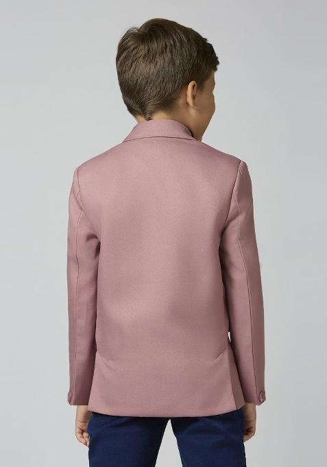 Peach Solid Poly Cotton Blazer For Boy