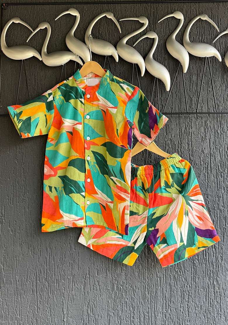 Multi Colour Parrot Print Boxer Set For Boys - Indya