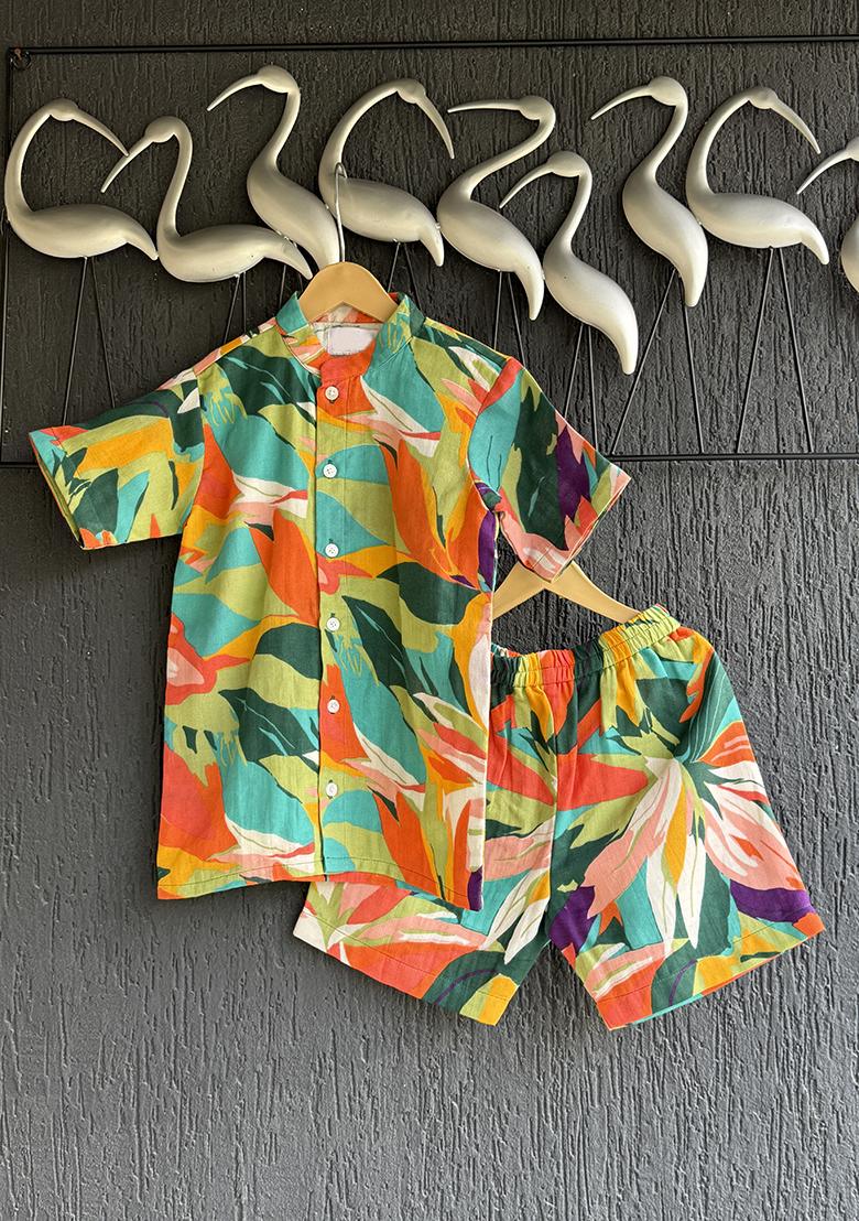 Multi Colour Parrot Print Boxer Set For Boys