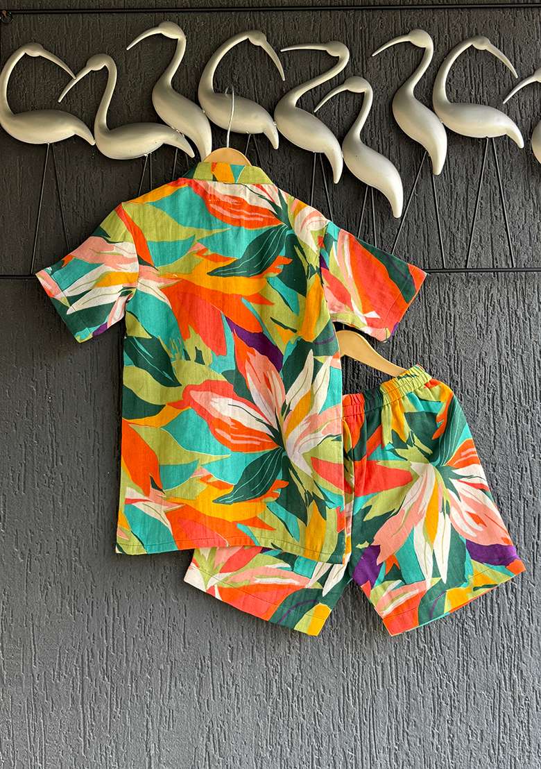 Multi Colour Parrot Print Boxer Set For Boys - Indya