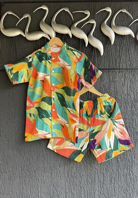 Multi Colour Parrot Print Boxer Set For Boys