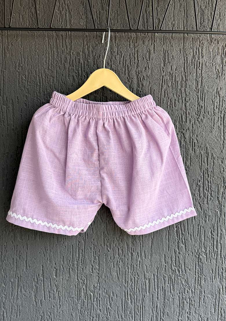 Lavendar Summer Shirt Shorts For Boys - Indya