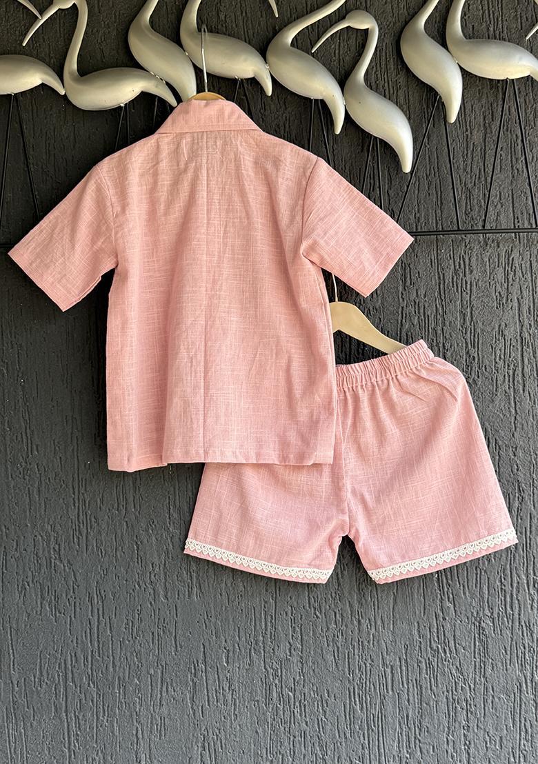 Pink Summer Shirt Shorts For Boys