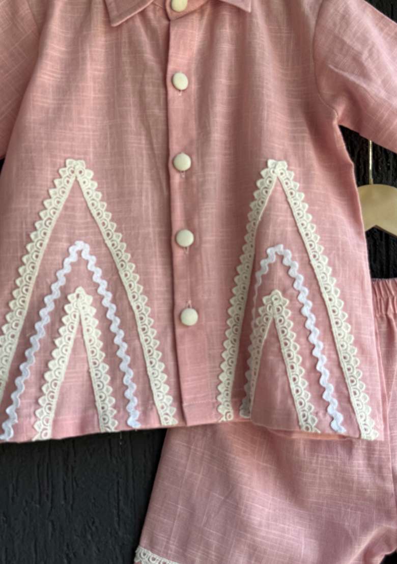 Pink Summer Shirt Shorts For Boys - Indya