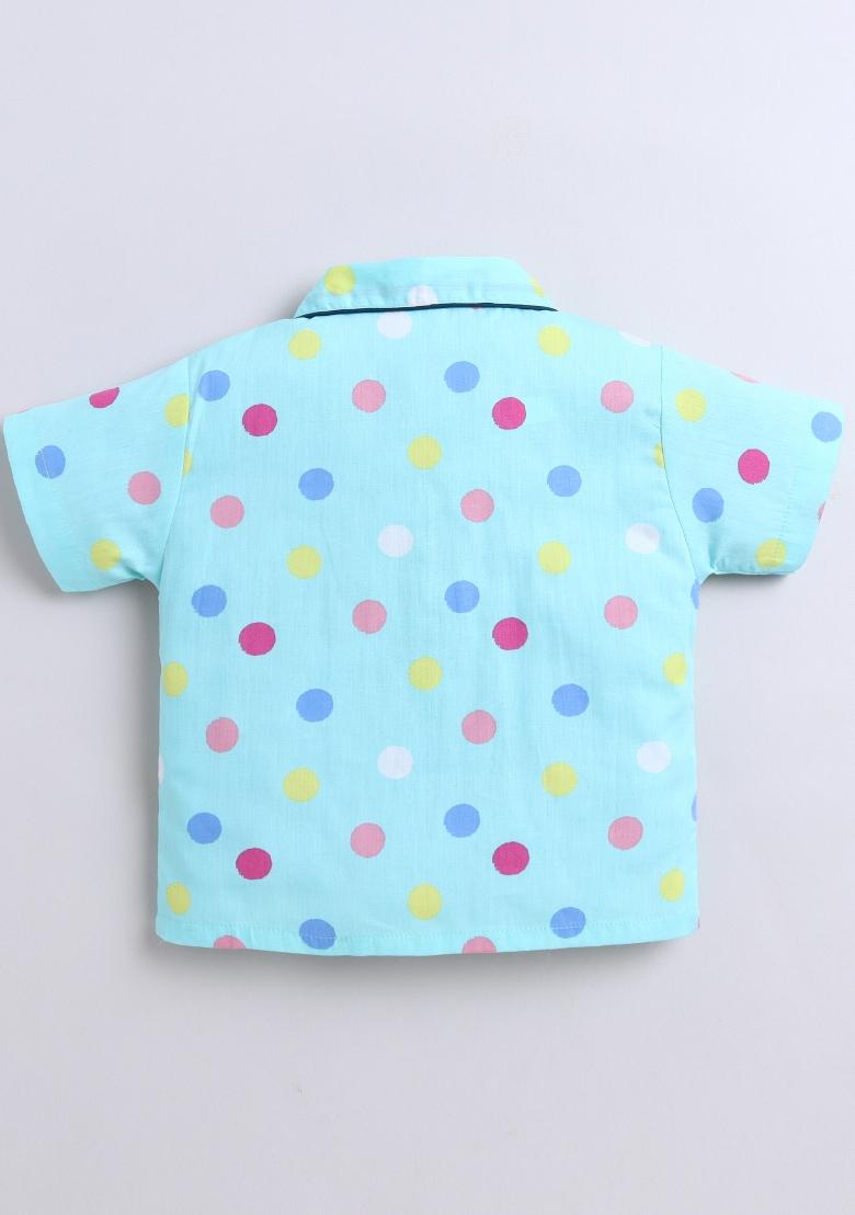 Green Printed Cotton Shirt Pant Set For Boys - Indya