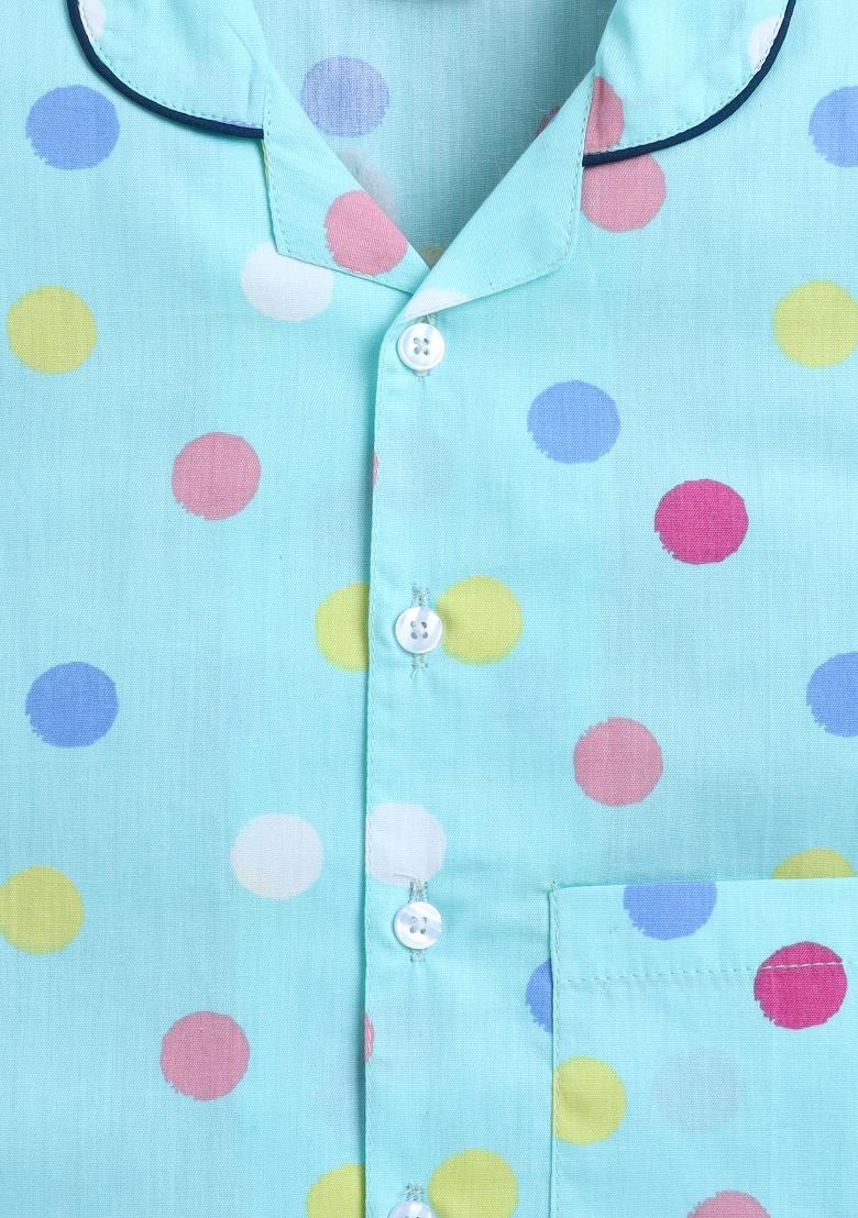 Green Printed Cotton Shirt Pant Set For Boys - Indya