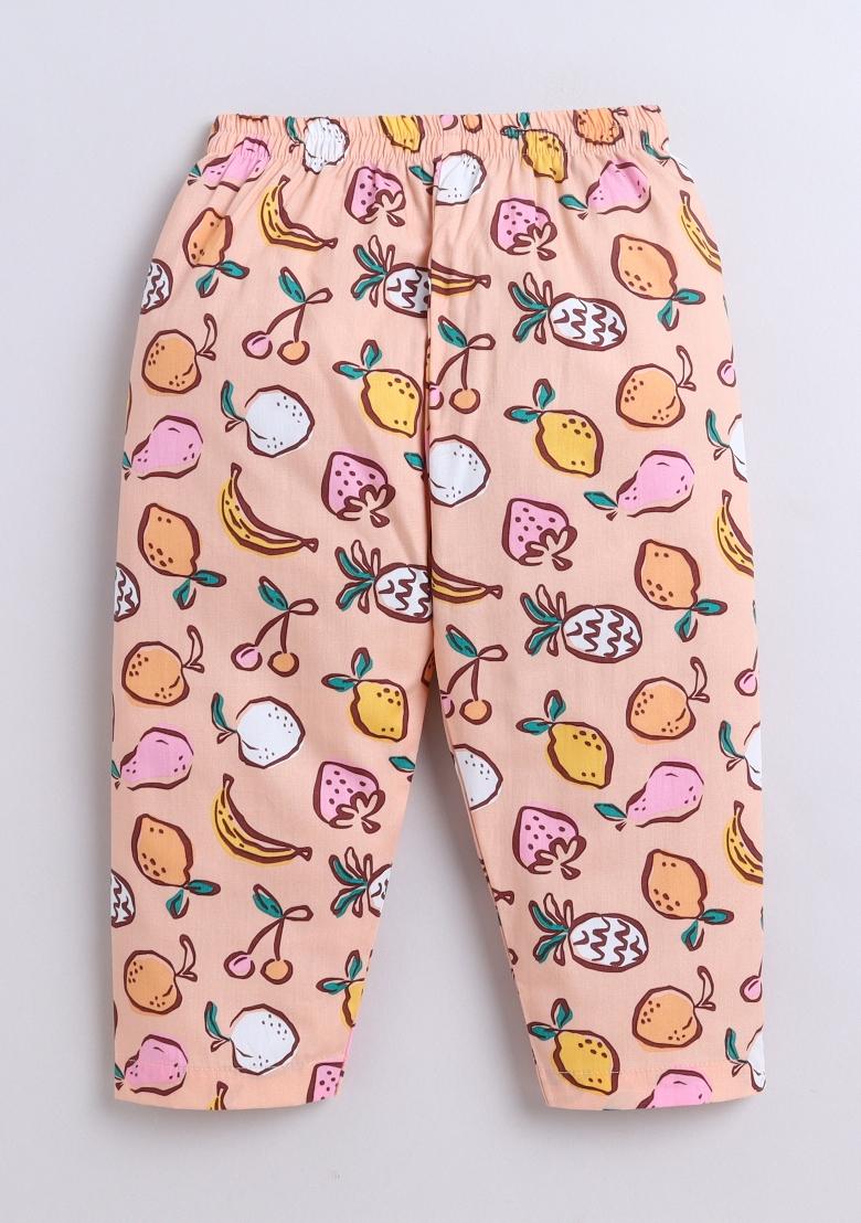Peach Printed Cotton Shirt Pant Set For Boys - Indya