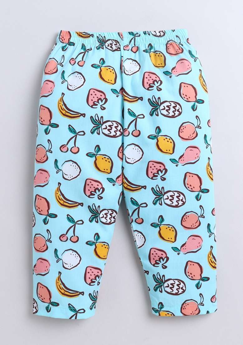 Blue Printed Cotton Shirt Pant Set For Boys - Indya