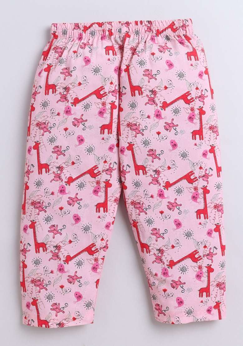 Pink Printed Cotton Shirt Pant Set For Boys - Indya