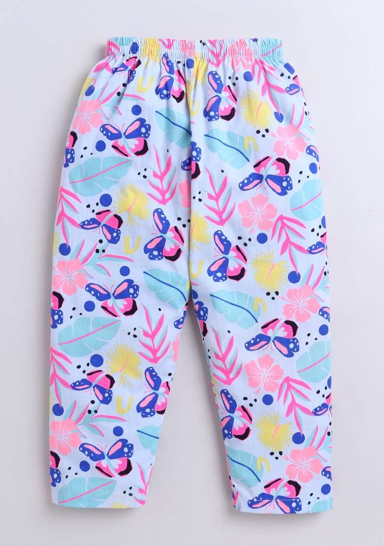 White Printed Cotton Shirt Pant Set For Boys - Indya