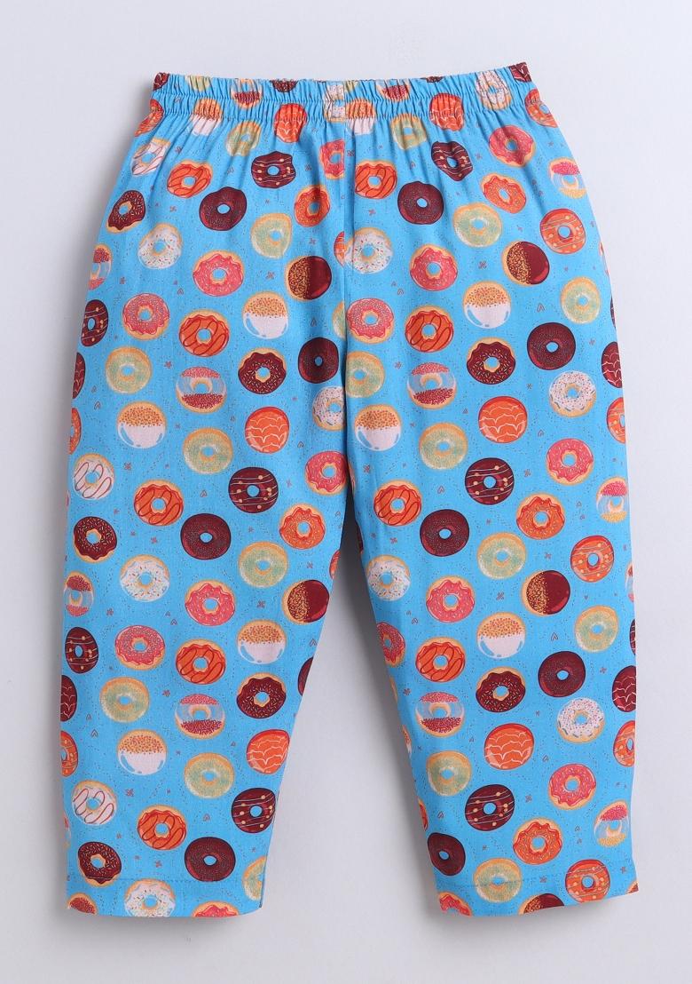 Blue Printed Cotton Shirt Pant Set For Boys - Indya