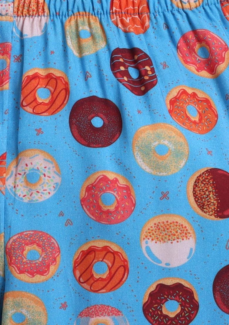 Blue Printed Cotton Shirt Pant Set For Boys - Indya