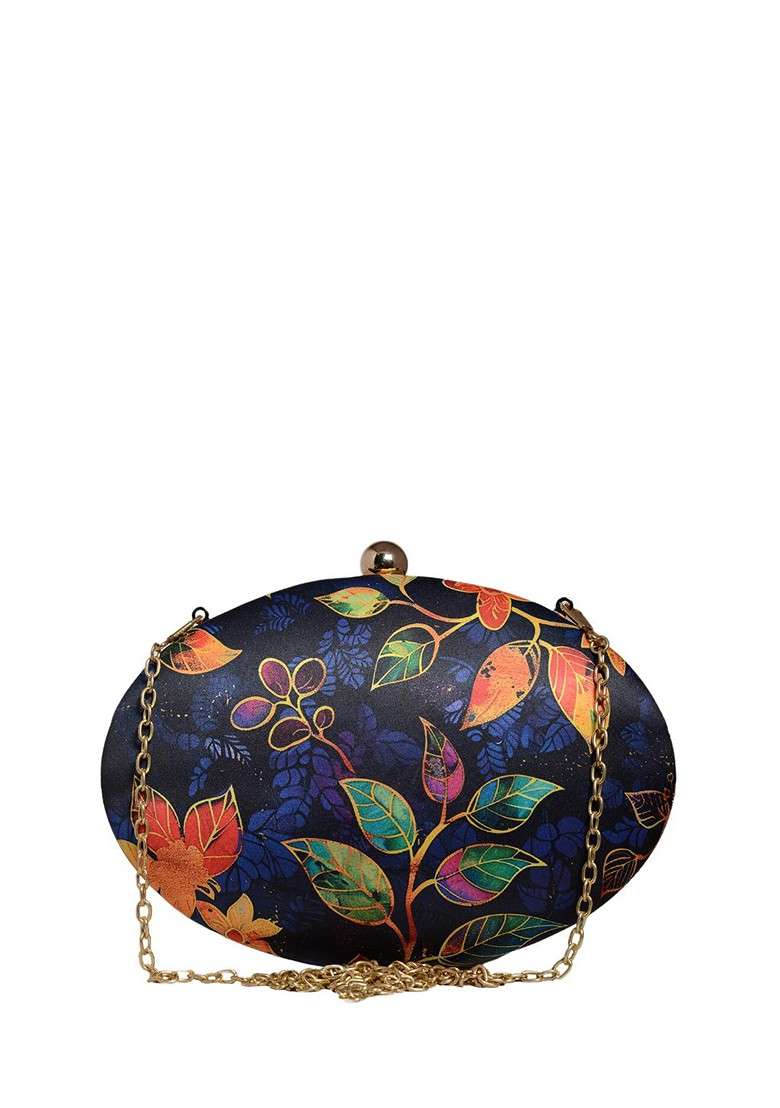 Blue Fabric Ethnic Motifs Batik Printed Box Clutch - Indya
