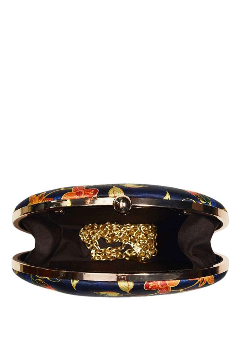 Blue Fabric Ethnic Motifs Batik Printed Box Clutch - Indya