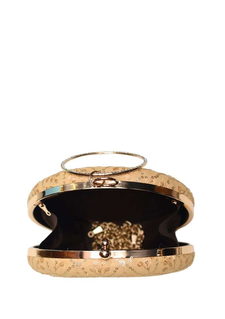 Yellow Satin Embroidered Box Clutch - Indya