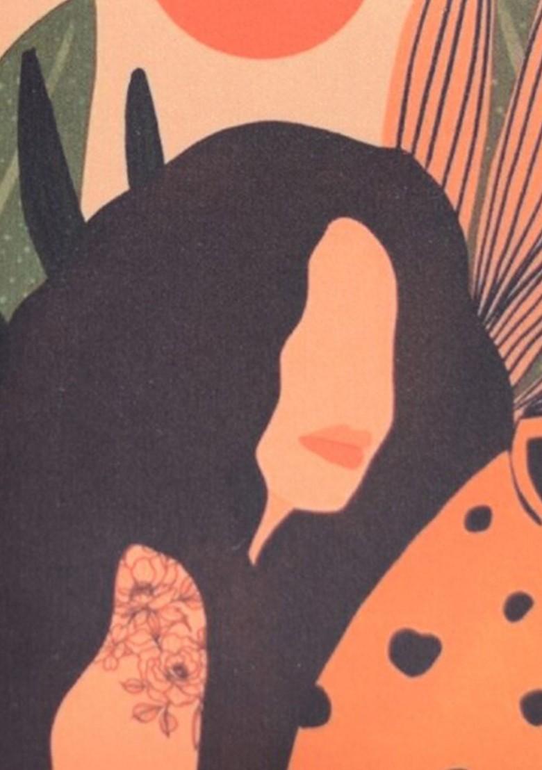 Cream Fabric Printed Box Clutch - Indya