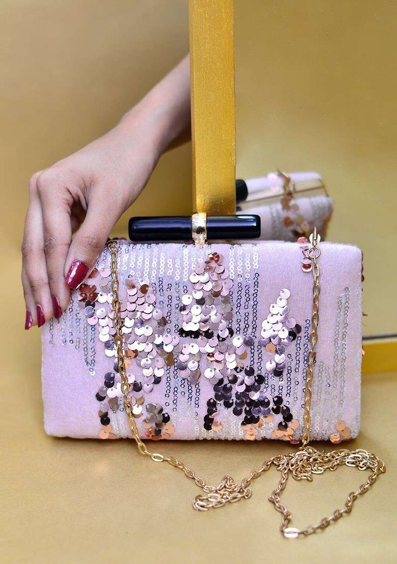 Cream Satin Women Embroidered Embellished Box Clutch - Indya