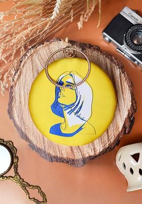 Yellow Fabric Printed Box Clutch With Shoulder Strap