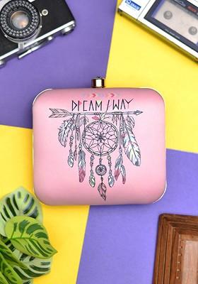 Pink Fabric Dream Catcher Printed Box Clutch