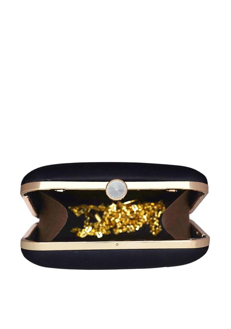 Black Fabric Half Face Women Printed Box Clutch - Indya