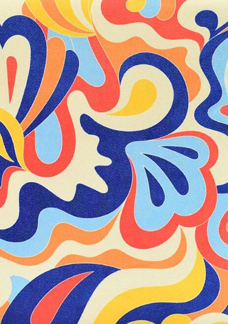 Blue Fabric Quirky Pattern Printed Shoulder Strap Box Clutch - Indya