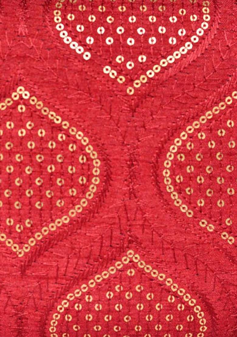 Red Satin Embroidered Sequinned Shoulder Strap Box Clutch - Indya