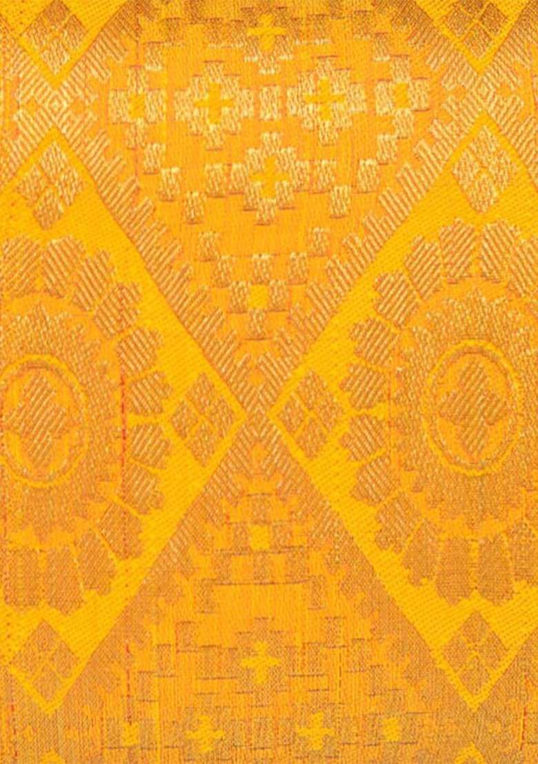 Yellow Fabric Women Printed Brocade Fabric Box Clutch - Indya