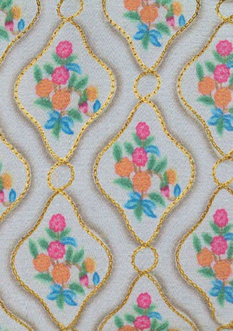 White Satin Embroidered Half Moon Clutch - Indya