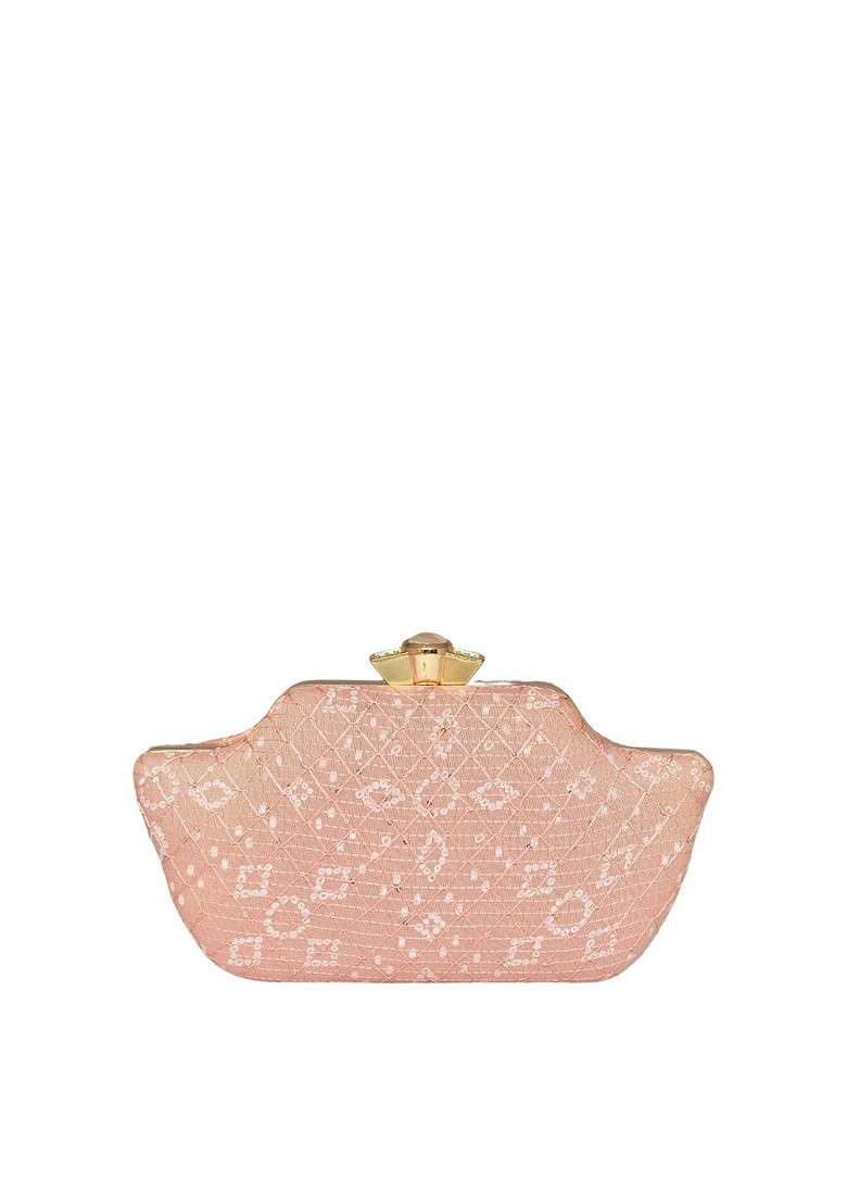 Pink Satin Women Embroidered Fabric Box Clutch - Indya