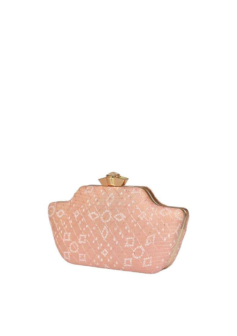 Pink Satin Women Embroidered Fabric Box Clutch - Indya
