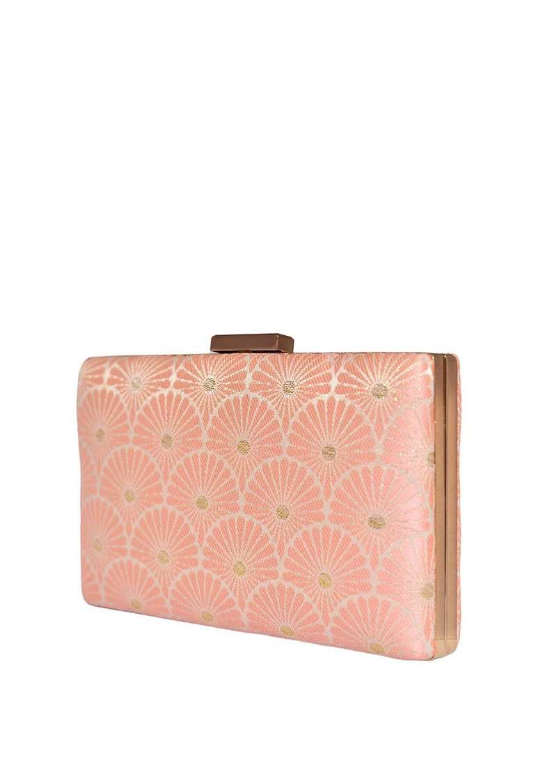 Pink Satin Embellished Box Clutch - Indya