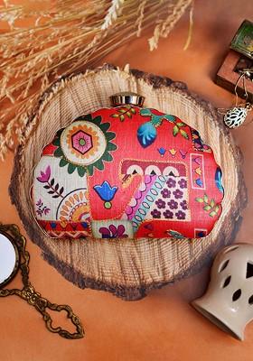 Yellow Satin Embroidered Embroidered Box Clutch