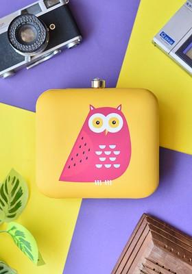 Yellow Fabric Women Printed Fabric Box Clutch