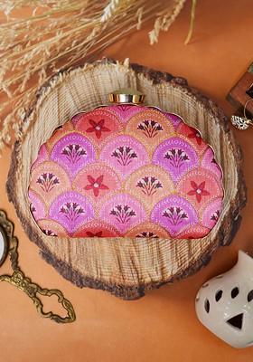 Pink Satin Women Embroidered Fabric Box Clutch