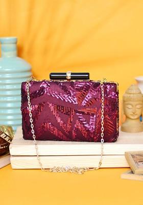 Purple Satin Purple Embellished Embellished Box Clutch