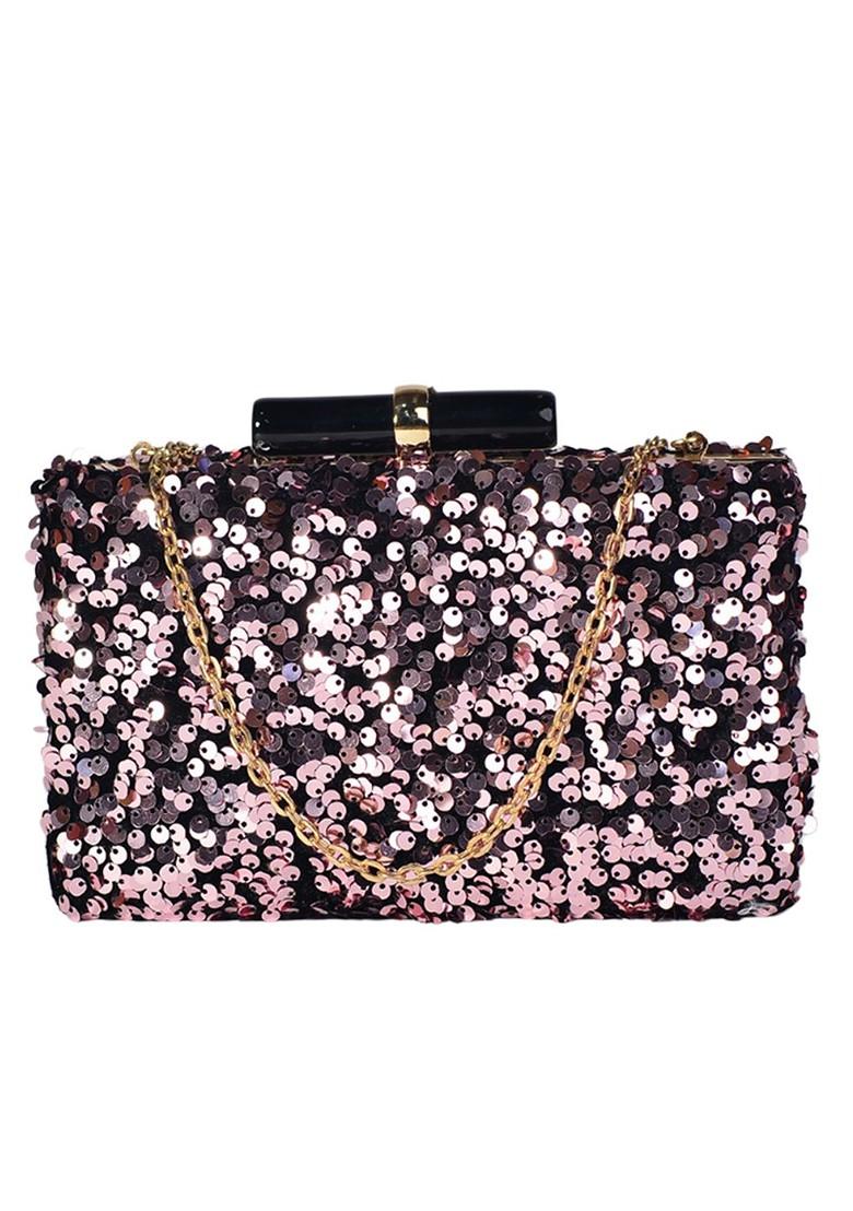 Burgundy Satin Women Burgundy And Gold Toned Embellished Embellished Box Clutch - Indya