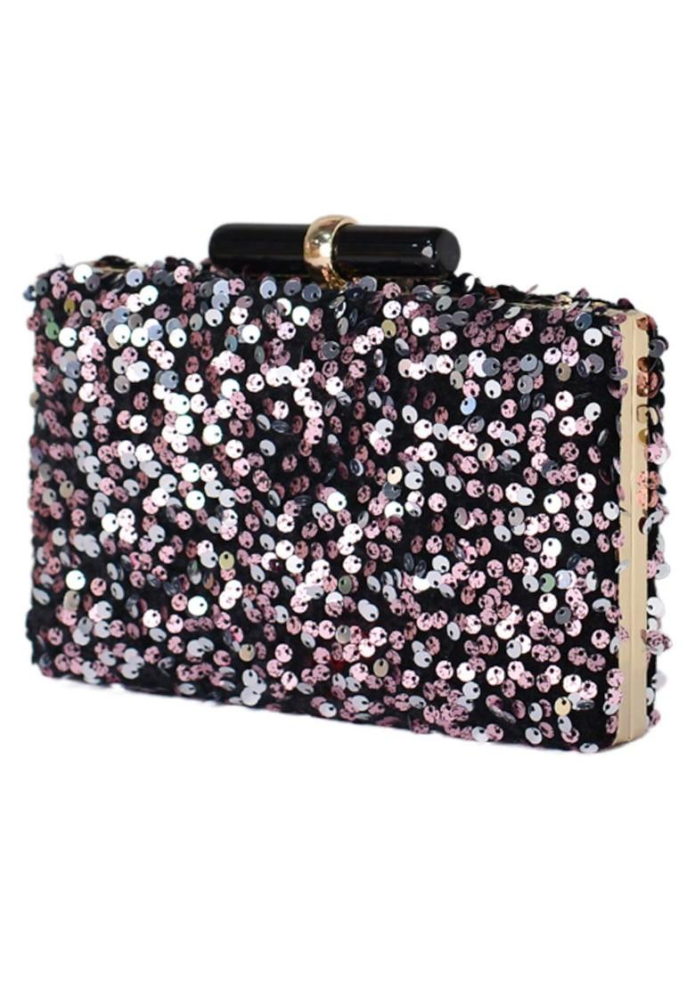 Burgundy Satin Women Burgundy And Gold Toned Embellished Embellished Box Clutch - Indya