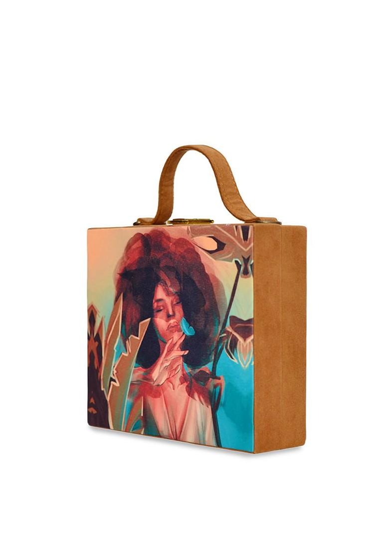 Multi Fabric Women Multicolor Printed Clutche - Indya