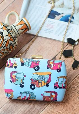 Blue Satin Women Blue Clutches