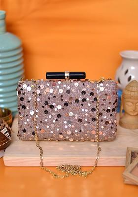Pink Satin Pink Embellished Box Clutch