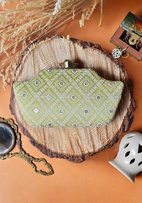 Yellow Satin Yellow Embroidered Box Clutch