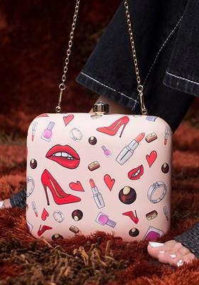 Multi Fabric Women Multicoloured Printed Box Clutch