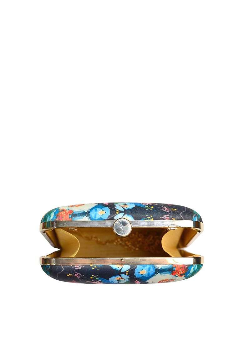 Multi Fabric Women Multicoloured Printed Box Clutch - Indya